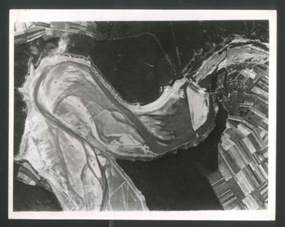 Photograph - aerial view of German repairs to Eder dam after R.A.F. attack - 17/07/1943; 17/07/1943; 2612