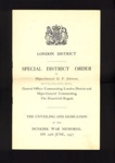 Order of ceremony (2) (in English & French) - plus - special district order - for unveiling & dedication of the Dunkirk memorial - 29/06/1957; 29/06/1957; 7422 Order of ceremony (2) (in English & French) - plus - special district order - for unveiling & dedication of the Dunkirk memorial - 29/06/1957; 29/06/1957; 7422