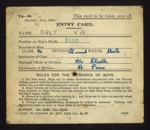 Royal Navy form T.S.39 - "Entry card" - V.A. Salt - boy entrant - October 1935; 1/01/1935; 7644