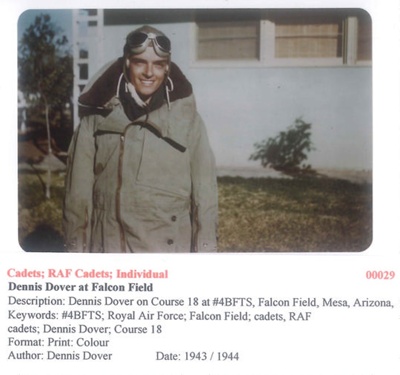 Cadet Dennis Dover at Falcon Field  -  From Course 18 - 1943/1944 - Photo No. 00029; 83392