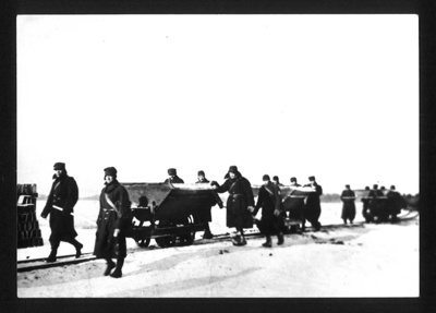 Photographs (2) - Polish P.O.W.s building Stalag VIIIB (Lamsdorf) - Poland - & French P.O.W.s building a motorway; 9756