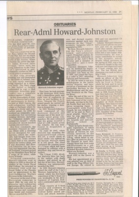Obituary - Rear-Admiral "Johnny" Howard-Johnston - 12/02/1996; 36448