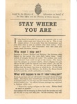 Ministry of Information leaflet - "Stay Where You Are"; 36259 Ministry of Information leaflet - "Stay Where You Are"; 36259