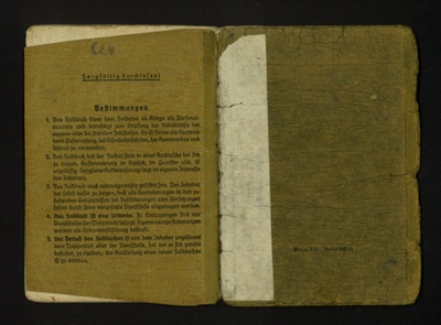 German soldier's pay book - Solbuch - belonged to Helmut Mildner - ex Eden Camp German P.O.W.; 29436