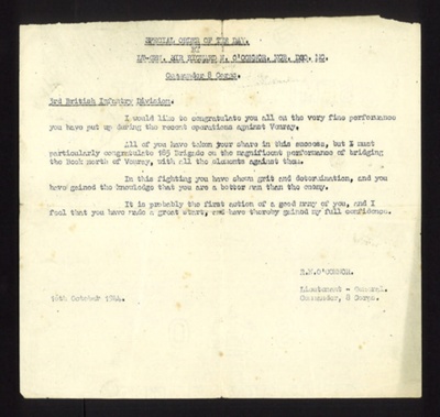 Special order of the day - 16/10/1944 - operations against Venray - 3rd British Infantry Division - 185 Brigade; 16/10/1944; 2102 Special order of the day - 16/10/1944 - operations against Venray - 3rd British Infantry Division - 185 Brigade; 16/10/1944; 2102