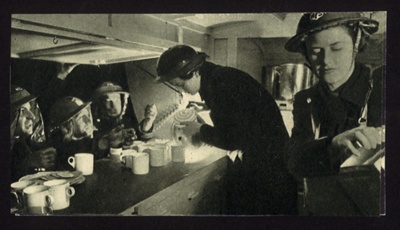 Photograph - A.F.S.fire brigade women working in mobile canteen; 6846 Photograph - A.F.S.fire brigade women working in mobile canteen; 6846