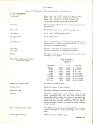Technical information - "Sangamo" series 4500 laboratory recorder/reproducer - 01/08/1968; 1/08/1968; 37114 Technical information - "Sangamo" series 4500 laboratory recorder/reproducer - 01/08/1968; 1/08/1968; 37114