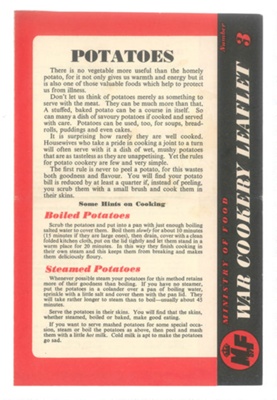 Ministry of Food war cookery leaflets (4) - nos: 1 2 3 & 15 - oatmeal - meat - potatoes - breakfasts; 37356 Ministry of Food war cookery leaflets (4) - nos: 1 2 3 & 15 - oatmeal - meat - potatoes - breakfasts; 37356
