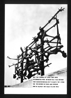 Post card - memorial Erected by Dachau survivors in 1970 in REMEmbrance of their dead comrades; 3/05/1970; 6422