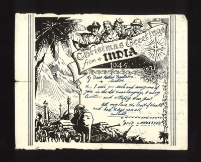 Army Christmas letter card from India - 1945 - from Gnr W.A. Ogden 14572247; 25/12/1945; 9615