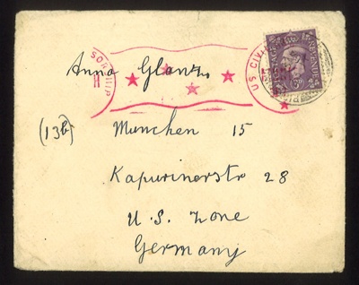 Letter to Anna Glanz from Mrs Clayworth 21/07/1947. family Franz Glanz worked for whilst at Eden Camp; 71534