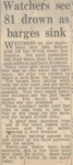 Press cutting - "Watchers see 81 drown as barge sinks" - loss of 81 sailors & soldiers off Welsh coast; 38029 Press cutting - "Watchers see 81 drown as barge sinks" - loss of 81 sailors & soldiers off Welsh coast; 38029