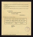 Bank account document- belonging to a 'S.D. Morris'- war credit- 'Post Office Savings Department' - Manchester ; 78816  Bank account document- belonging to a 'S.D. Morris'- war credit- 'Post Office Savings Department' - Manchester ; 78816