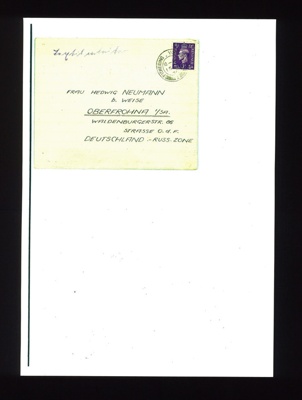 Envelope and letter sent by Eden Camp P.O.W. back to mother - Werner Neumann; 21924