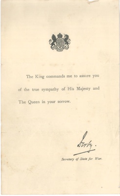 Range of Memorial Scrolls and Letters from the King for the death of Norman Gooden in WWI; 83936