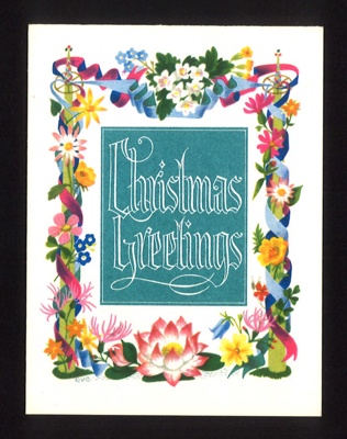 Christmas card - national savings stamps Christmas gift - floral border; 13161