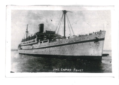 Photocopy - "HMT Empire Fowey" - troopship; 28777