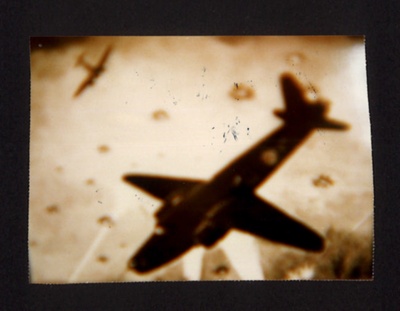 Photograph (sepia) - "Wellington bomber over Germany"; 5561