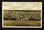 Photograph - German soldiers grouped with swastika flag; 7599