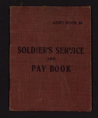 Army book 64 - soldier's service and pay book - E.R. Paskin 557886 - 18/03/1938; 18/03/1938; 1763