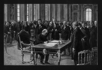 Photograph - "Presenting the terms of the peace treaty to Germany at Versailles" - 1919; 1/01/1919; 8953