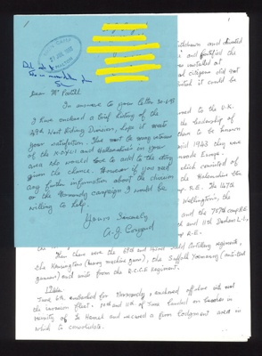 Brief manuscript history - 49th West Riding Division K.O.Y.L.I. & Hallamshires; 26/07/1993; 13159 Brief manuscript history - 49th West Riding Division K.O.Y.L.I. & Hallamshires; 26/07/1993; 13159