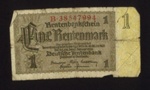 Bank notes (3) - German eine rentenmark - issued by Deutsche rentenbank - January 1937; 1/01/1937; 5246 Bank notes (3) - German eine rentenmark - issued by Deutsche rentenbank - January 1937; 1/01/1937; 5246