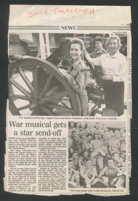 Press cutting - "War musical gets a Star send off" - Vera Lynn & E.N.S.A.; 2856 Press cutting - "War musical gets a Star send off" - Vera Lynn & E.N.S.A.; 2856