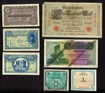Foreign notes- German mark, French francs, Egyptian piastres, B.A.F 6 pence note, Italian lira etc ; 78857 Foreign notes- German mark, French francs, Egyptian piastres, B.A.F 6 pence note, Italian lira etc ; 78857