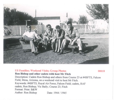 Cadets Ron Bishop and others -  From Course 23 on a Weekend visit to hosts Mr and Mrs Fitch - 1944/1945 - Photo No. 00018; 83381