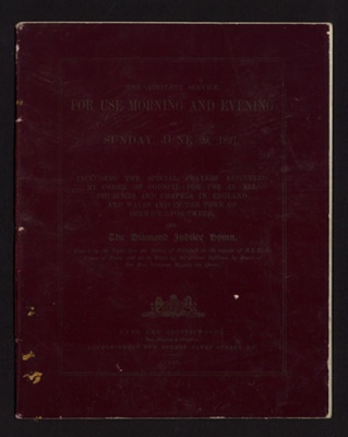 Service book - diamond jubilee of Queen Victoria - 20/06/1897; 20/06/1897; 7340 Service book - diamond jubilee of Queen Victoria - 20/06/1897; 20/06/1897; 7340