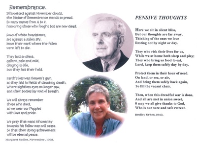 Poems (2) - with photograph of authors on one piece of a4 paper - Margaret Sadler & Hedley Sykes - (copy in hut 12); 37908 Poems (2) - with photograph of authors on one piece of a4 paper - Margaret Sadler & Hedley Sykes - (copy in hut 12); 37908
