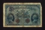 Bank note - German 5 mark note - August 1914; 1/08/1914; 5552