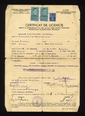 Josef Weinling: certificate of indenture in home country of Romania, ex P.O.W. in Eden Camp and naturalised here; 48862 Josef Weinling: certificate of indenture in home country of Romania, ex P.O.W. in Eden Camp and naturalised here; 48862