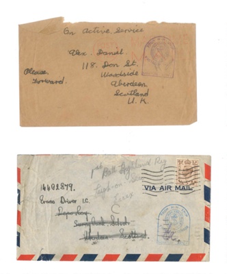 Envelopes (3) - all with "Passed by censor from H.M. ship" franks - 06/04/1943; 6/04/1943; 37030