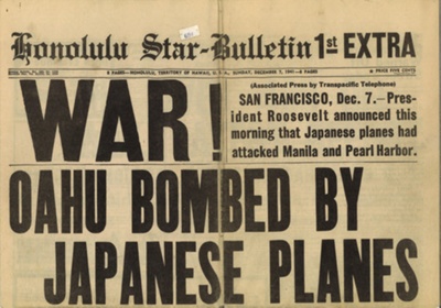 Honolulu Star-bulletin 07/12/1941 - "War - Oahu bombed by Japanese planes"; 7/12/1941; 9648