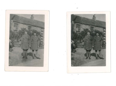 Photographs (2) - Women's Land Army girls Miss Hettie Martha Marston (left) & Miss violet Emily Marston (right); 36641 Photographs (2) - Women's Land Army girls Miss Hettie Martha Marston (left) & Miss violet Emily Marston (right); 36641