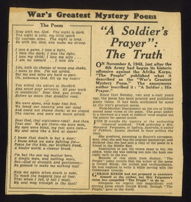 Poems (2) - "Courage" & "Stay with me God the night is dark" - written by British soldiers - 1940; 8/12/1940; 9760