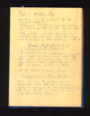 Photocopy of page from exercise book re: working pay to P.O.W.'s in the United Kingdom; 6659 Photocopy of page from exercise book re: working pay to P.O.W.'s in the United Kingdom; 6659