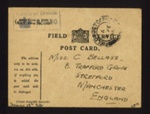 Field service post card - army form A2042 - R.A.F. form 1929 - sent to Miss C. Bellass - Manchester - 06/02/1940; 6/02/1940; 2096