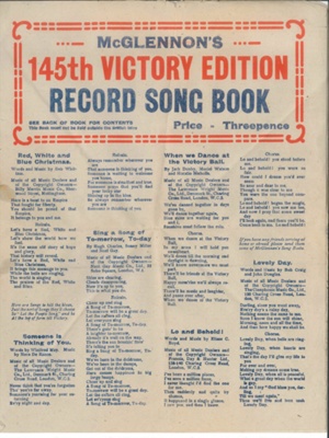 Song Book - "McGlennon's 145th Victory Edition Record Song Book"; 36685