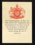 Leaflet - list of campaign stars clasps & medals - enclosed with medals awarded to individuals; 5347