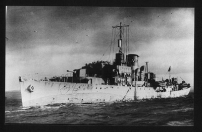 Photograph - "H.M.S. Orchis" - pennant no: K76 - flower class corvette; 1991