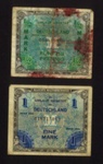 Bank notes (2) - German occupation currency - eine mark (1) & funfzig pfennig (1) - 1944; 1/01/1944; 7582