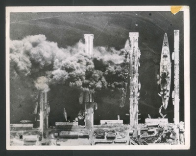 Photograph - aerial view of scuttled French fleet at Toulon harbour - 16/12/1942; 16/12/1942; 2610