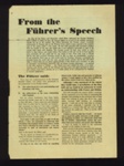 German propaganda leaflet - "From the Fuhrer's Speech" - dropped at Bempton from German aircraft; 24/10/1990; 2061
