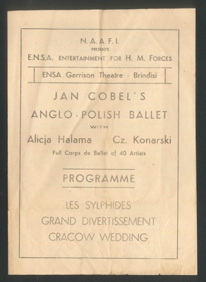 Programme - E.N.S.A. garrison theatre Brindisi - Anglo-Polish ballet - undated; 2967
