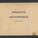 R.A.F. form 365 - "Absence authorised" pass - Cpl P. Bland 980130 R.A.F. - January 1942; 1/01/1942; 2010 R.A.F. form 365 - "Absence authorised" pass - Cpl P. Bland 980130 R.A.F. - January 1942; 1/01/1942; 2010