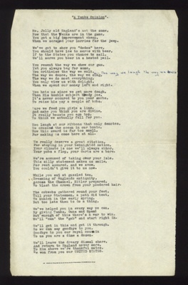 Poem - "A Yank's opinion" - a derogatory view of England from an American serviceman; 9765 Poem - "A Yank's opinion" - a derogatory view of England from an American serviceman; 9765