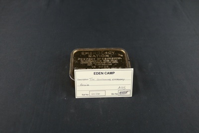 Tin containing emergency rationS. unopened; 66230